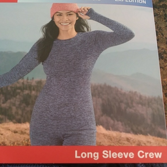 Cuddl Duds Tops - Cuddle Duds Medium Blue /Black Long Sleeve Crew ClimateRight